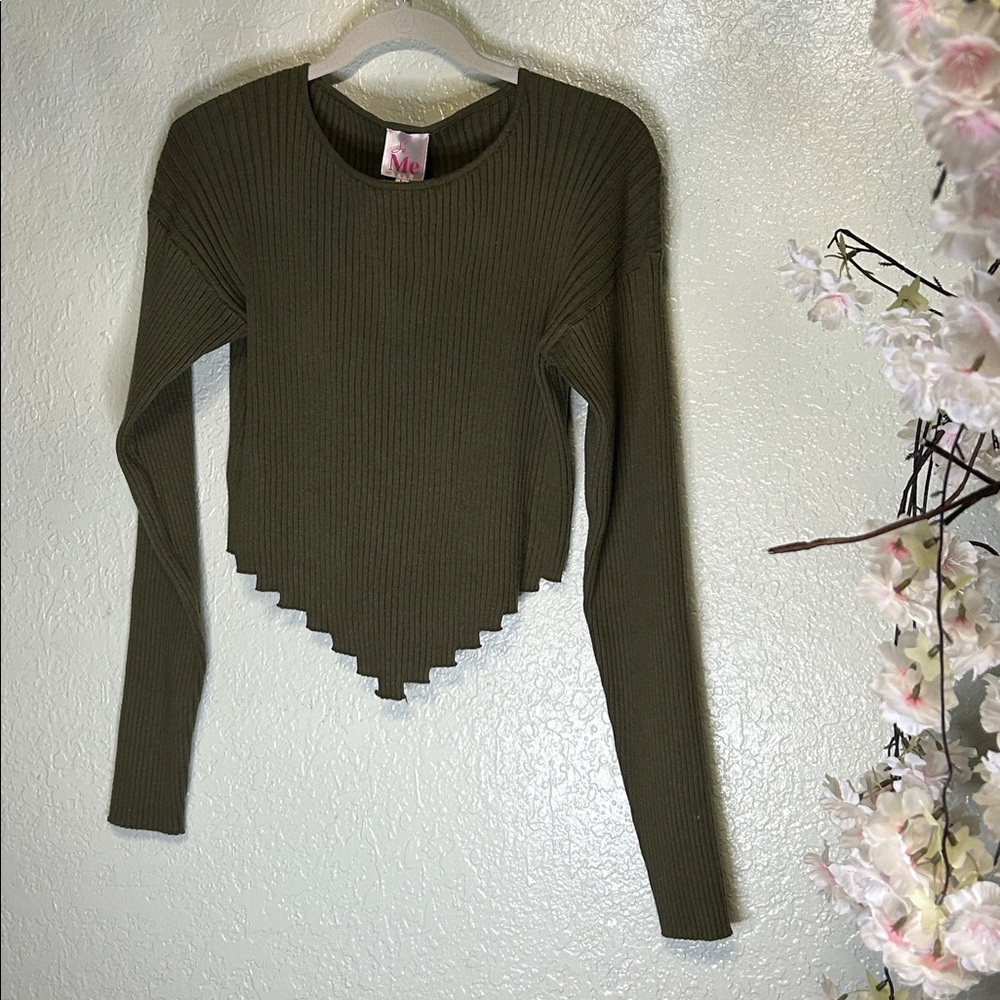 ME Makeover Essentials Olive Ribbed Sweater